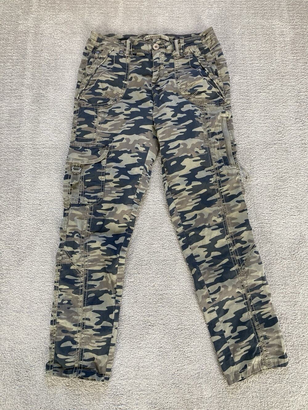Marrakech Harry Stretch Poplin Cargo Pant Camo Slim Pockets Utility Y2K Size 28